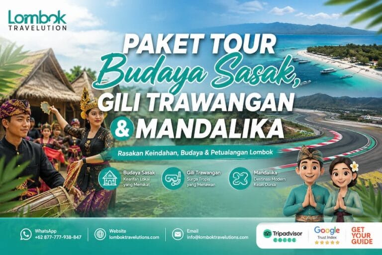 Paket tour budaya Sasak, Gili Trawangan dan Mandalika di Lombok