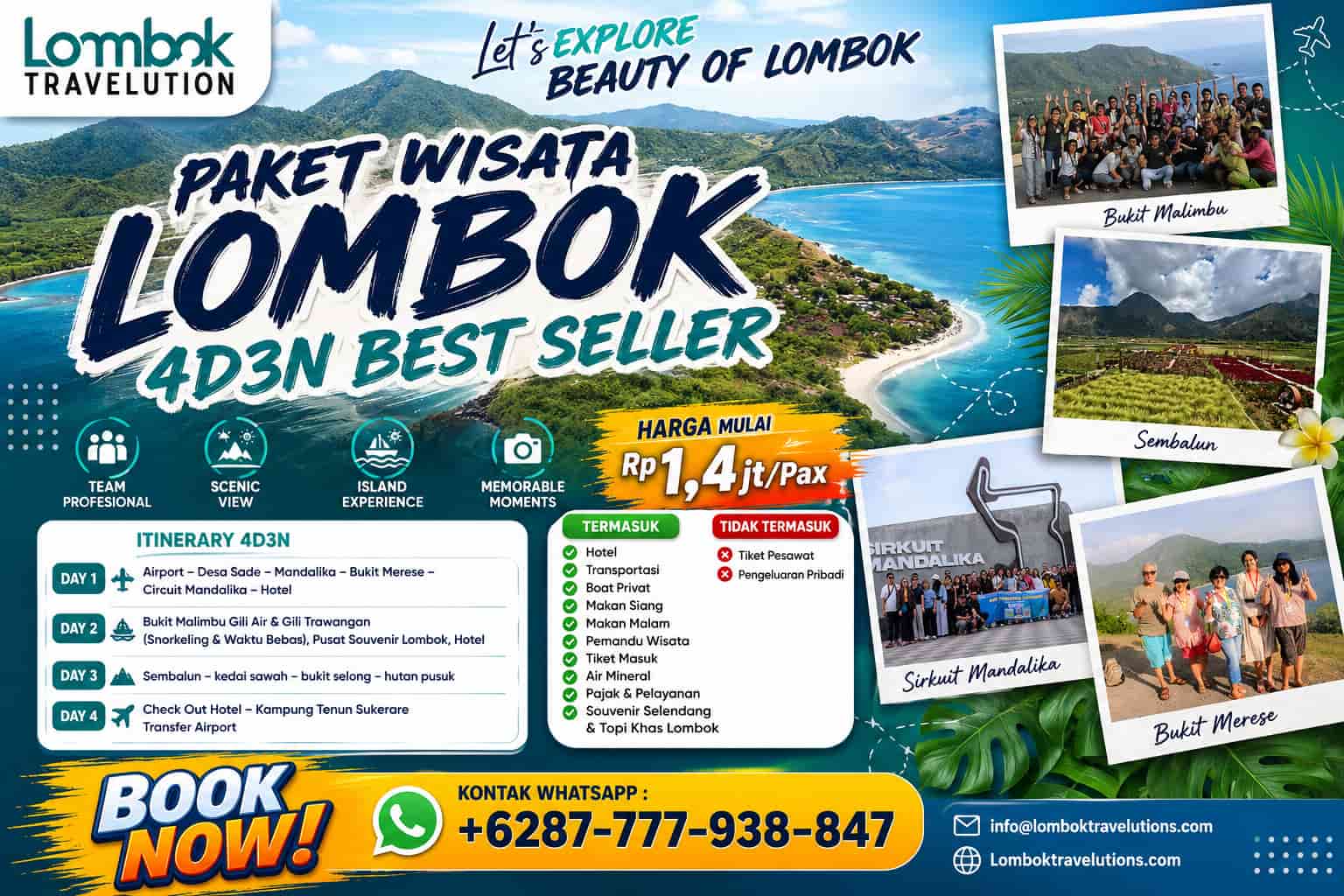 Paket Wisata Lombok 4D3N Terlaris