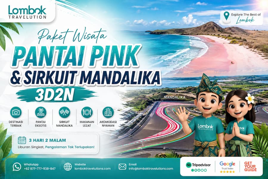 Paket wisata Pantai Pink dan Sirkuit Mandalika 3D2N di Lombok
