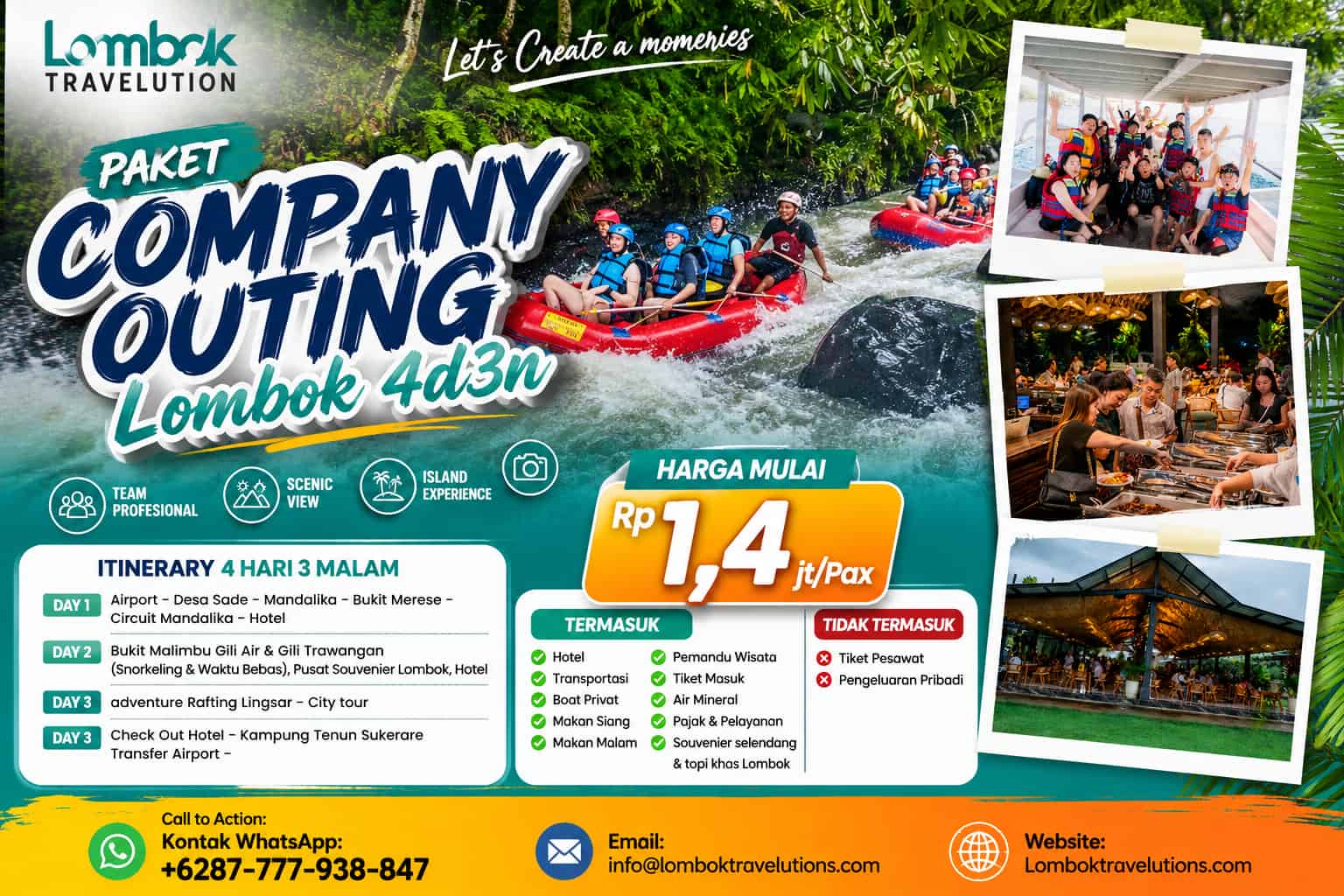 Paket Company Outing Lombok 4 Hari 3 Malam