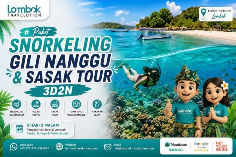 Paket snorkeling Gili Nanggu dan Sasak Tour 3D2N di Lombok