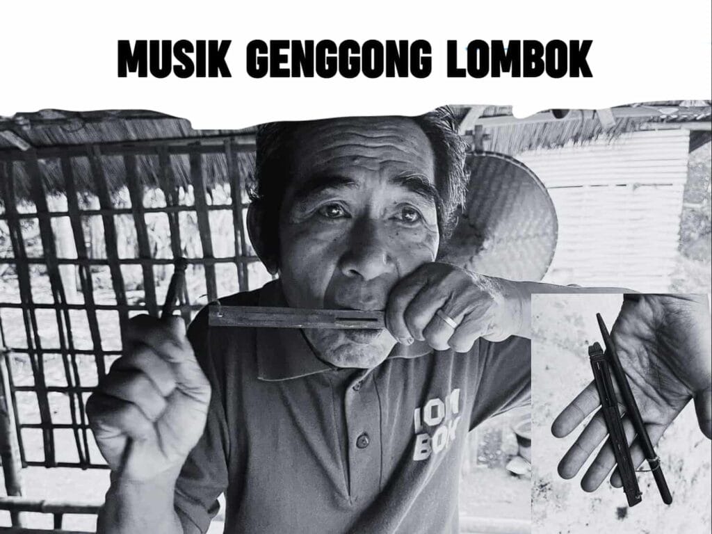Amak Amenah memainkan alat musik Genggong tradisional Sasak Lombok