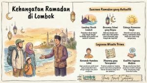 Ilustrasi layanan travel agent Lombok terpercaya menyambut tamu dengan hangat di bulan Ramadan 2026
