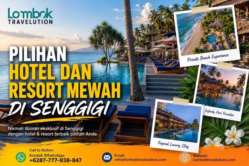 Hotel dan resort mewah di Senggigi Lombok dengan infinity pool tepi pantai dan pemandangan laut tropis