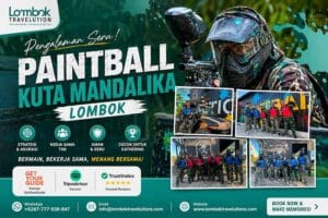 Tim Lombok Travelution mencoba langsung pengalaman bermain Paintball di Action Paintball Kuta Mandalika Lombok untuk aktivitas gathering dan team building.