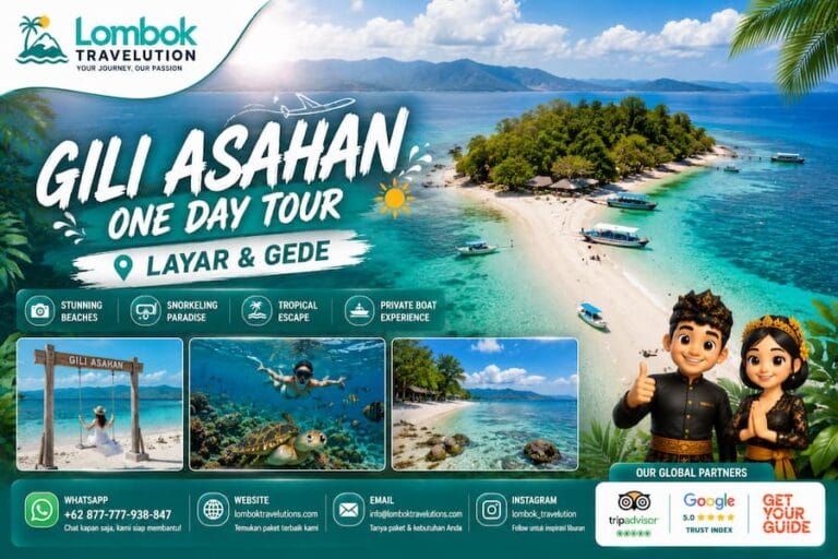 Gili Asahan One Day Tour Layar dan Gede dengan snorkeling, pantai tropis, dan perjalanan perahu di Lombok