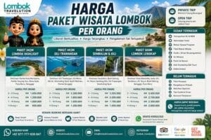 Harga paket wisata Lombok per orang untuk pilihan perjalanan 2D1N, 3D2N, 4D3N, dan 5D4N