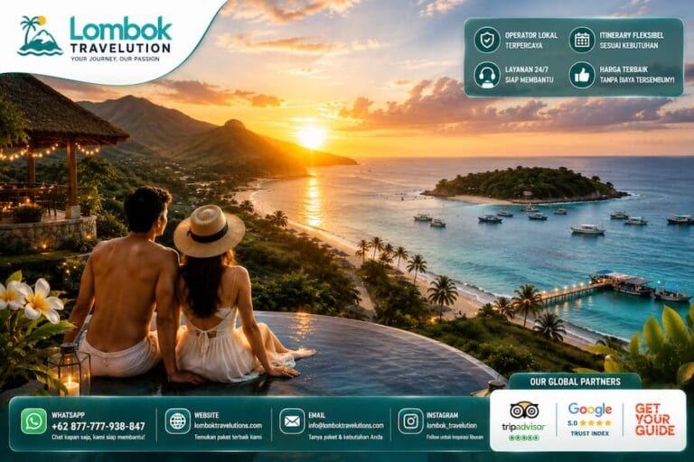 Paket honeymoon Lombok Mandalika dan Gili Trawangan dengan wisata romantis, snorkeling, sunset, dan private tour