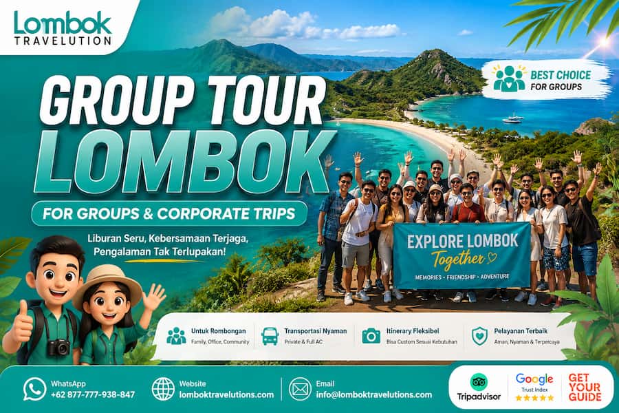 Paket wisata group Lombok untuk rombongan dengan pemandangan pantai tropis