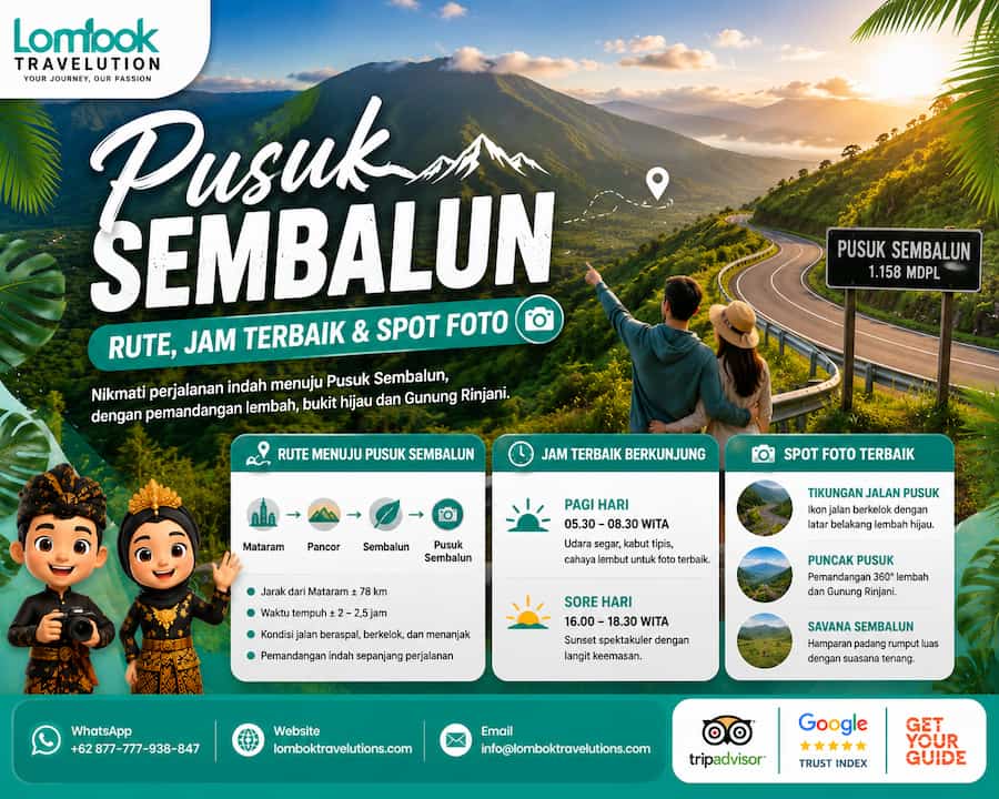 Pusuk Sembalun Lombok dengan rute perjalanan, jam terbaik berkunjung, dan spot foto menarik