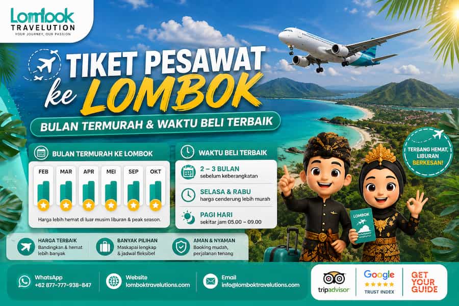 Tiket pesawat ke Lombok dengan informasi bulan termurah dan waktu terbaik untuk membeli tiket