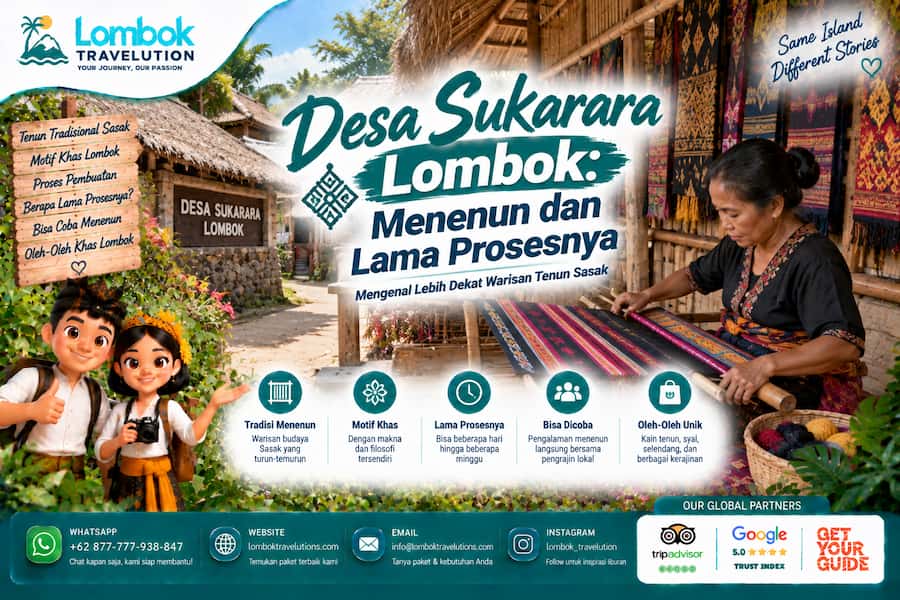 Desa Sukarara Lombok dengan pengrajin menenun kain tradisional Sasak dan proses pembuatannya