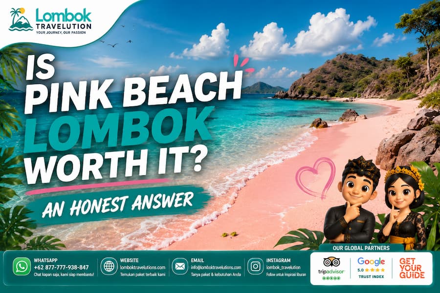 Is Pink Beach Lombok worth it with a view of the pink sand beach and turquoise sea