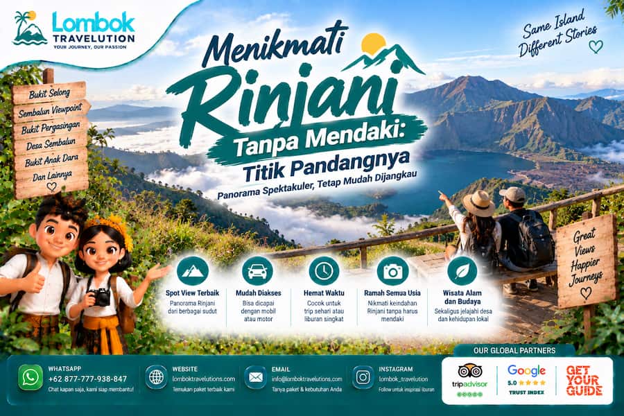 Menikmati pemandangan Gunung Rinjani tanpa mendaki dari titik pandang Sembalun dan sekitarnya