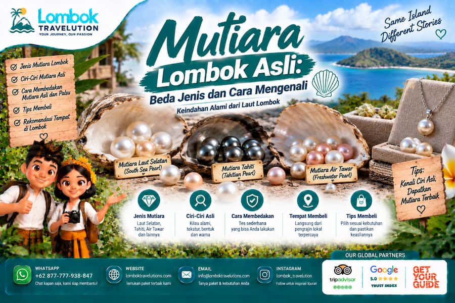 Mutiara Lombok asli dengan berbagai jenis mutiara dan panduan cara mengenali keasliannya