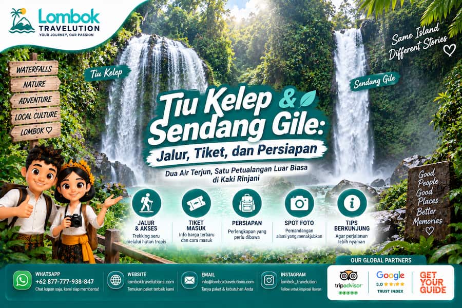 Air Terjun Tiu Kelep dan Sendang Gile Lombok dengan jalur trekking, tiket masuk, dan persiapan wisata
