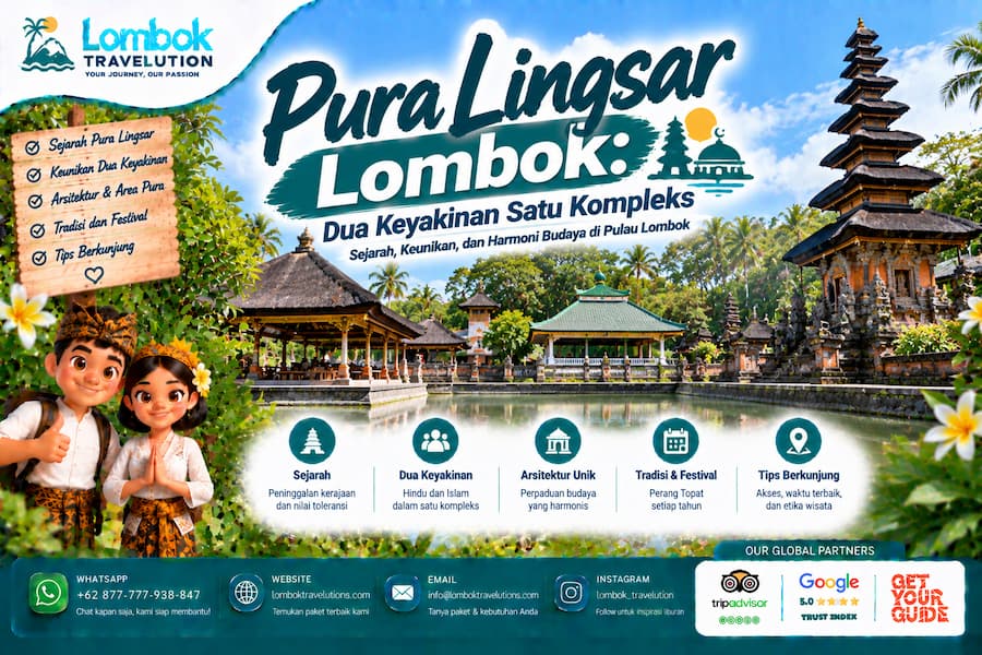Pura Lingsar Lombok dengan kompleks tempat ibadah Hindu dan Islam dalam satu kawasan
